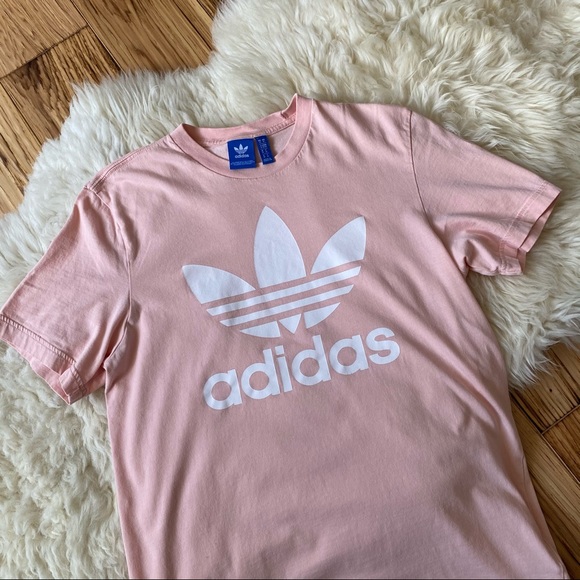 Adidas Light Peachy Pink Cotton  T-Shirt Medium - Picture 2 of 7